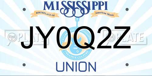 JY0Q2Z Mississippi License Plate