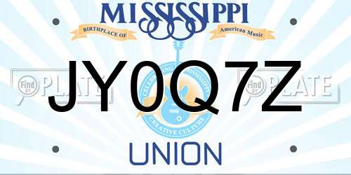 JY0Q7Z Mississippi License Plate