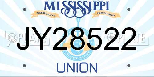 JY28522 Mississippi License Plate