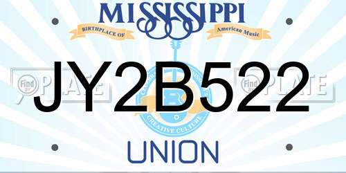 JY2B522 Mississippi License Plate