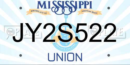 JY2S522 Mississippi License Plate