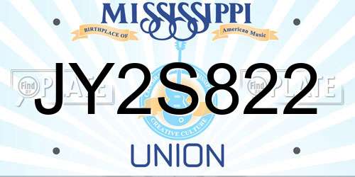 JY2S822 Mississippi License Plate