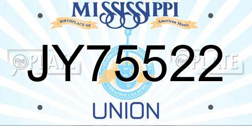 JY75522 Mississippi License Plate