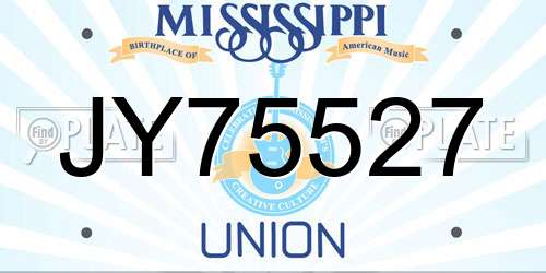 JY75527 Mississippi License Plate