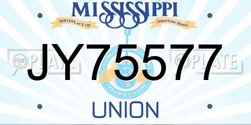 JY75577 Mississippi License Plate