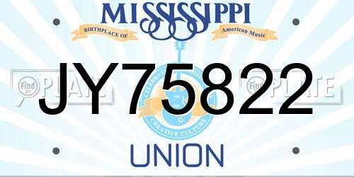 JY75822 Mississippi License Plate
