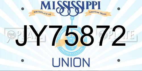 JY75872 Mississippi License Plate