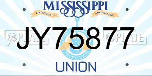 JY75877 Mississippi License Plate
