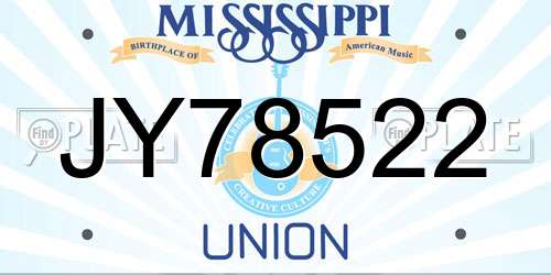 JY78522 Mississippi License Plate