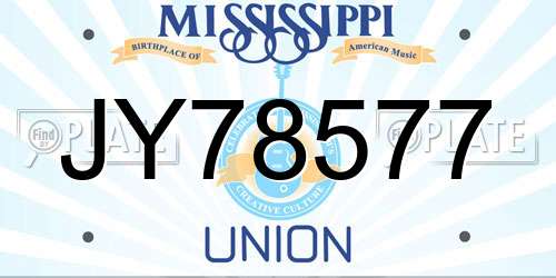 JY78577 Mississippi License Plate