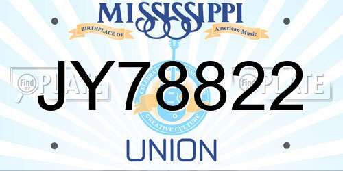 JY78822 Mississippi License Plate