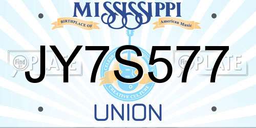 JY7S577 Mississippi License Plate