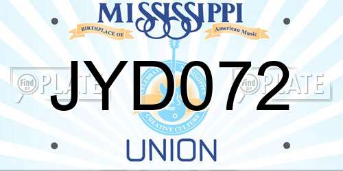 JYD072 Mississippi License Plate