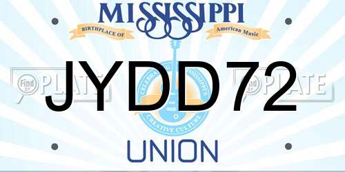 JYDD72 Mississippi License Plate