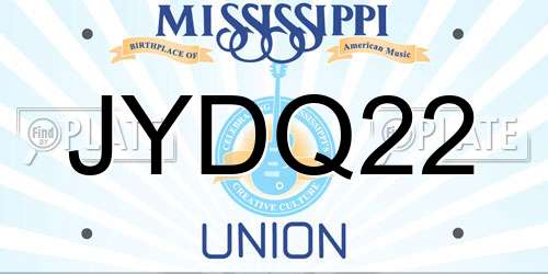 JYDQ22 Mississippi License Plate