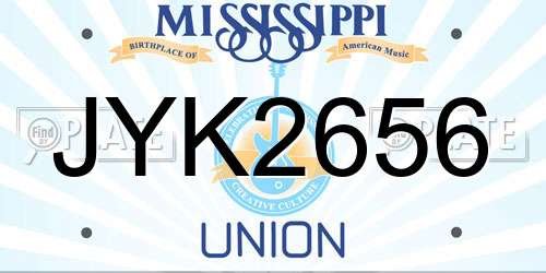 JYK2656 Mississippi License Plate