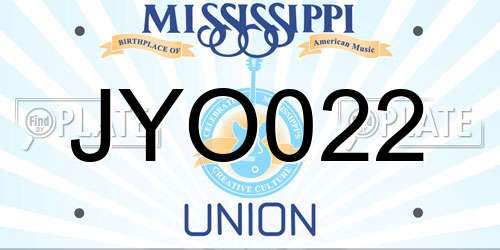 JYO022 Mississippi License Plate