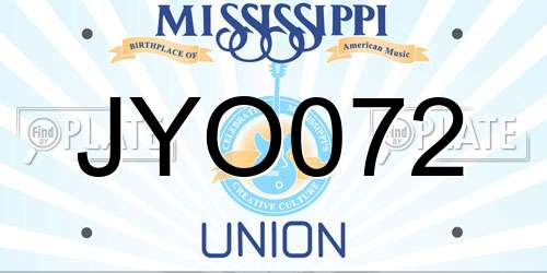 JYO072 Mississippi License Plate