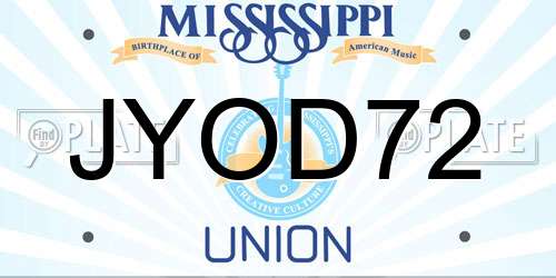 JYOD72 Mississippi License Plate