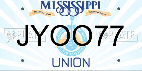 JYOO77 Mississippi License Plate