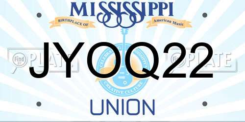 JYOQ22 Mississippi License Plate
