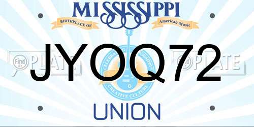 JYOQ72 Mississippi License Plate
