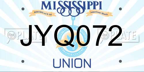 JYQ072 Mississippi License Plate