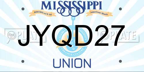 JYQD27 Mississippi License Plate
