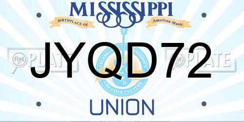 JYQD72 Mississippi License Plate