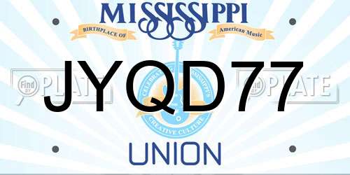 JYQD77 Mississippi License Plate