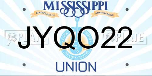 JYQO22 Mississippi License Plate