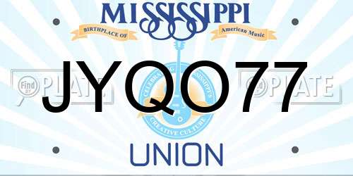 JYQO77 Mississippi License Plate
