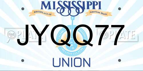 JYQQ77 Mississippi License Plate