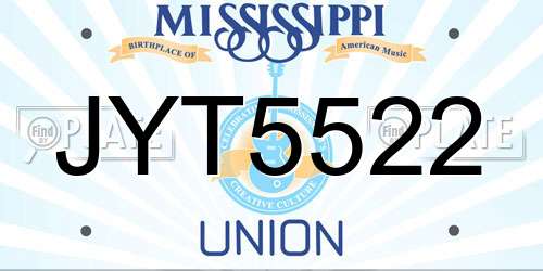 JYT5522 Mississippi License Plate