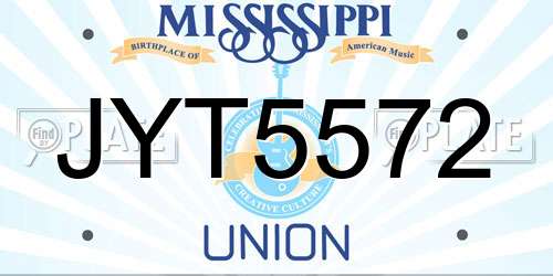 JYT5572 Mississippi License Plate