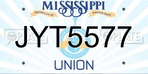 JYT5577 Mississippi License Plate