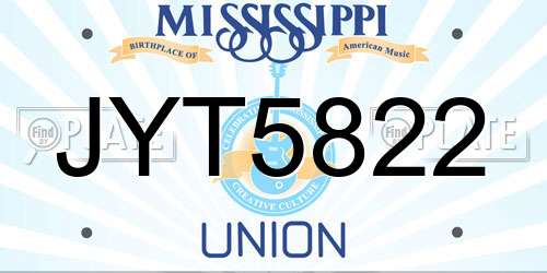 JYT5822 Mississippi License Plate