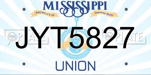 JYT5827 Mississippi License Plate