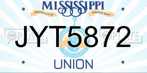 JYT5872 Mississippi License Plate