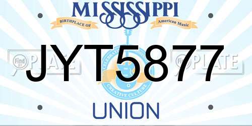 JYT5877 Mississippi License Plate