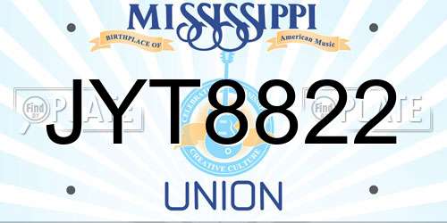 JYT8822 Mississippi License Plate