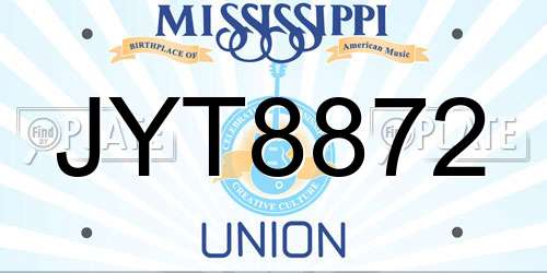 JYT8872 Mississippi License Plate