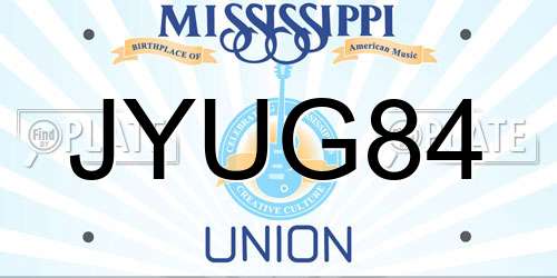 JYUG84 Mississippi License Plate