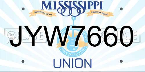 JYW7660 Mississippi License Plate