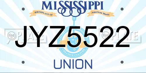 JYZ5522 Mississippi License Plate