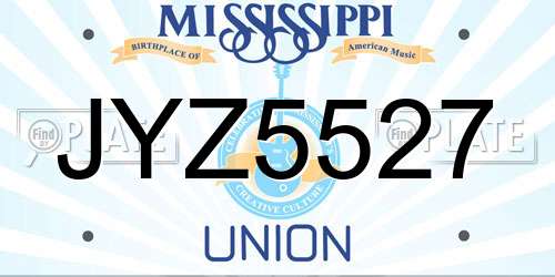 JYZ5527 Mississippi License Plate