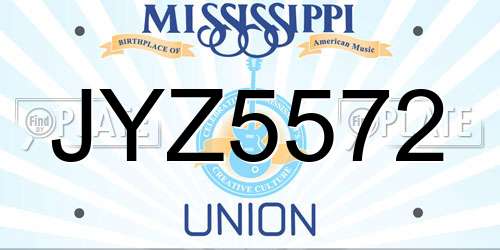 JYZ5572 Mississippi License Plate