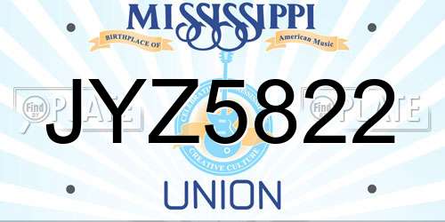 JYZ5822 Mississippi License Plate