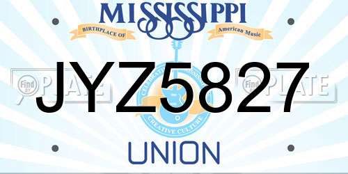 JYZ5827 Mississippi License Plate