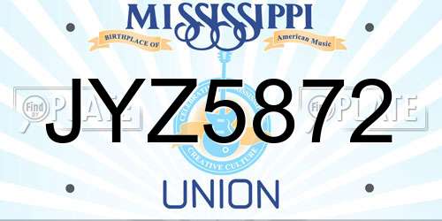 JYZ5872 Mississippi License Plate